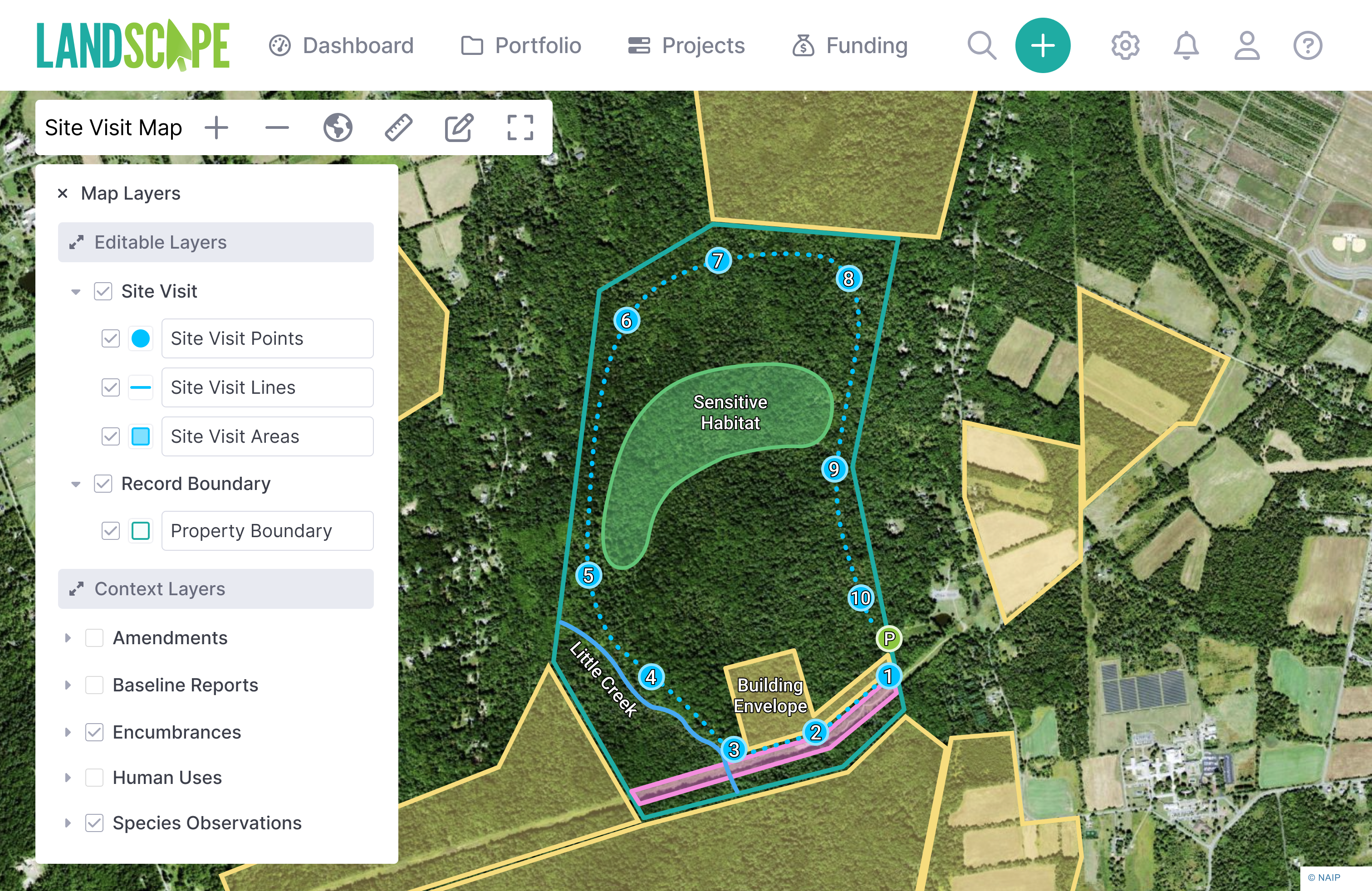 Landscape land conservation software full screen map