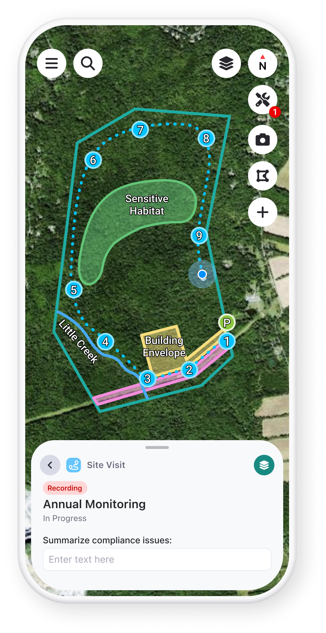 Landscape land conservation software mobile app
