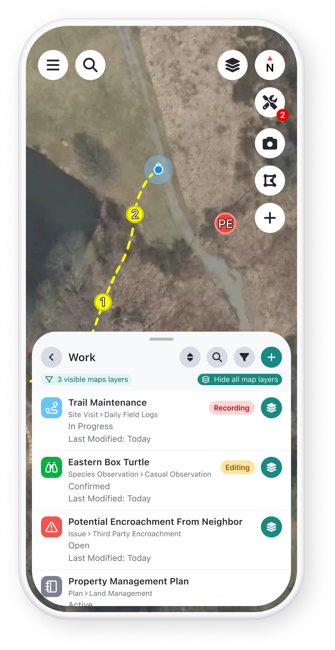 Landscape land conservation software mobile app