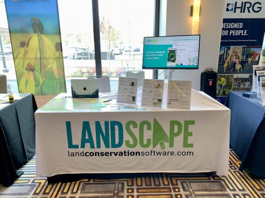 Landscape land conservation software booth at land conservation conference